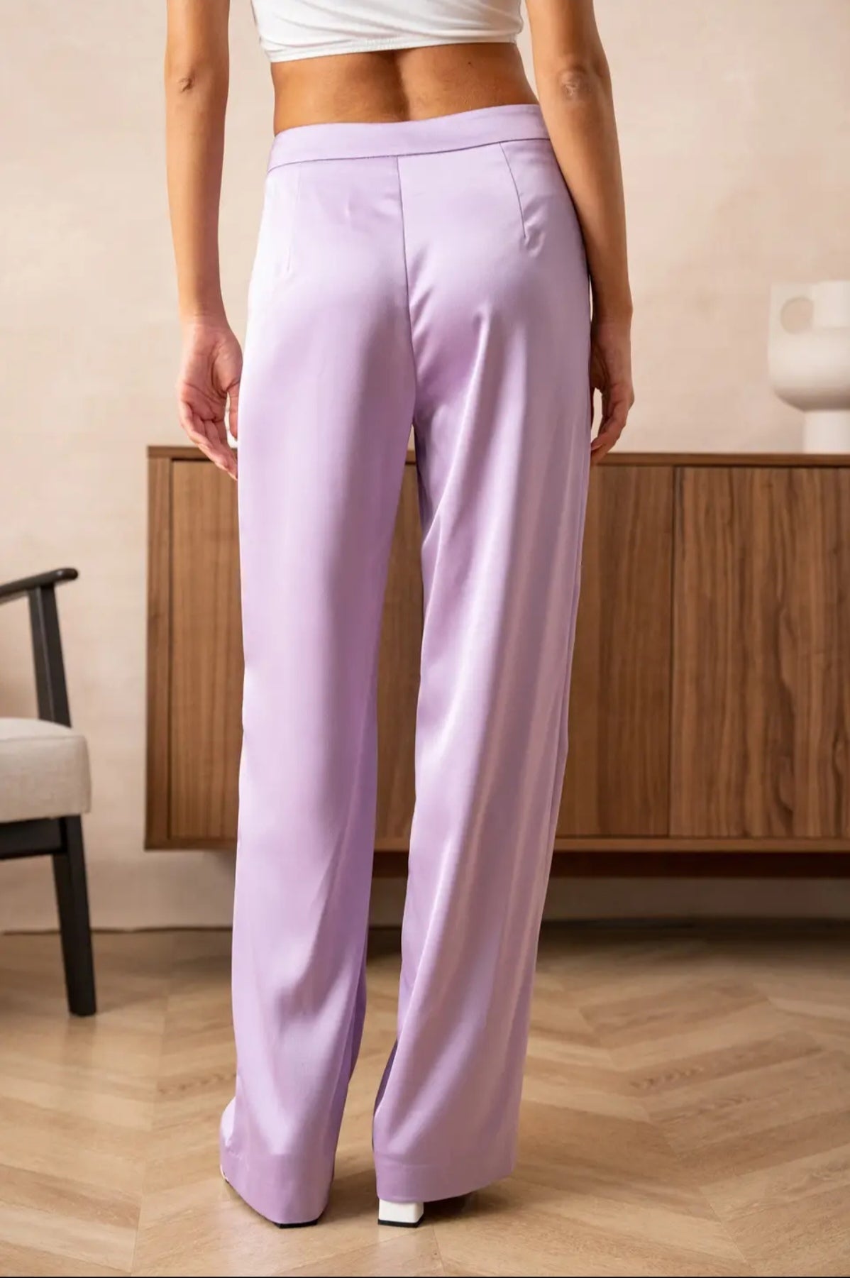 Pantaloni dal taglio dritto in raso