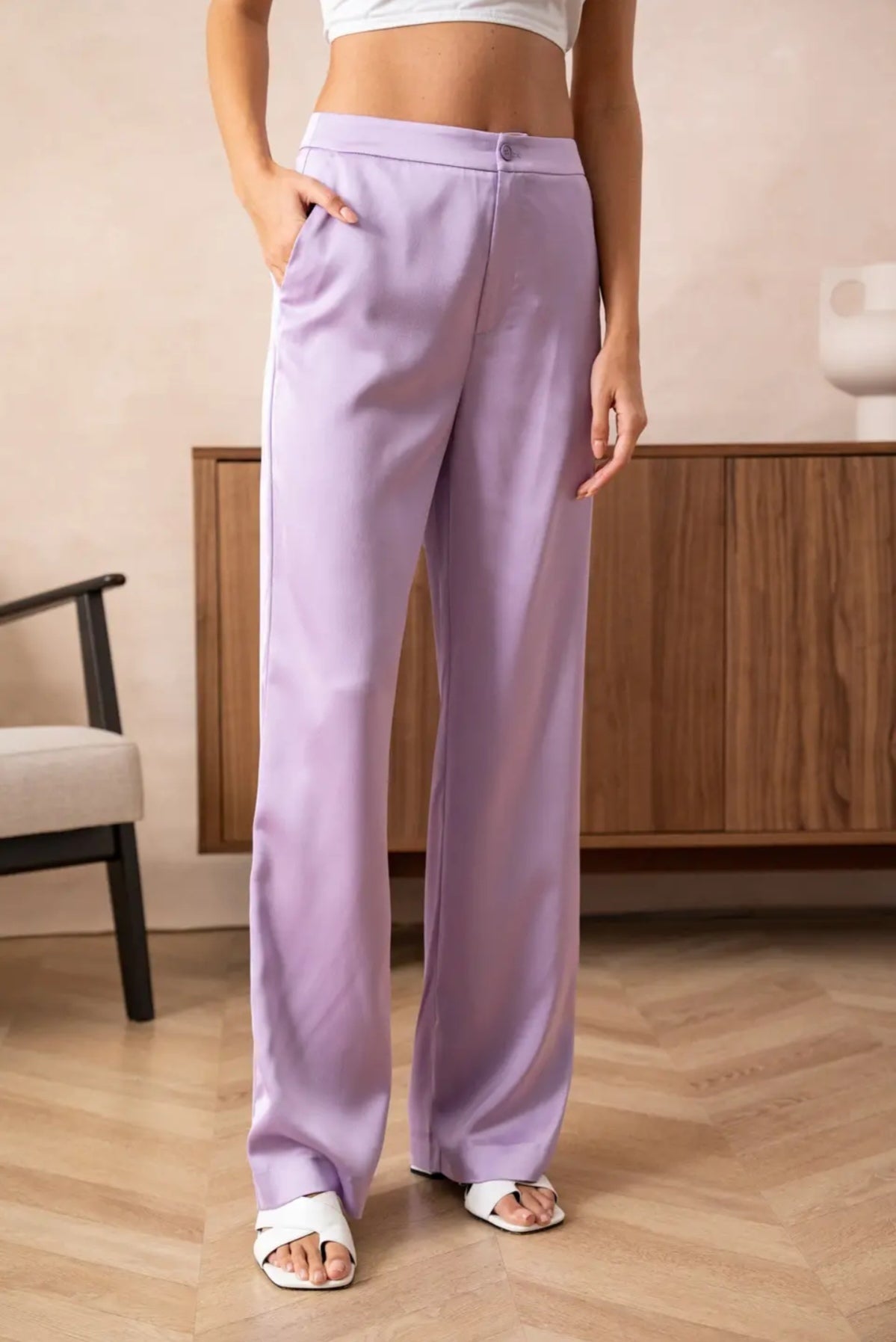 Pantaloni dal taglio dritto in raso